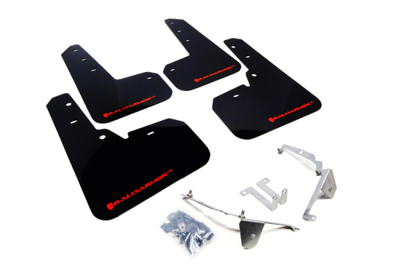 Subaru XV Crosstrek Mud Flap Kit - Rally Armor - UR Black Flap/Red Logo - Black - `13-`17